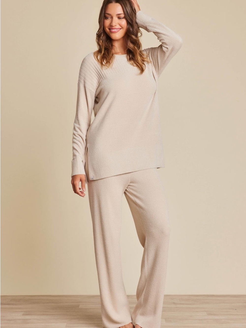 Barefoot Dreams CozyChic Ultra Lite Crewneck with High Slits Size Medium